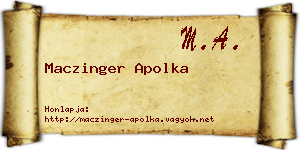 Maczinger Apolka névjegykártya